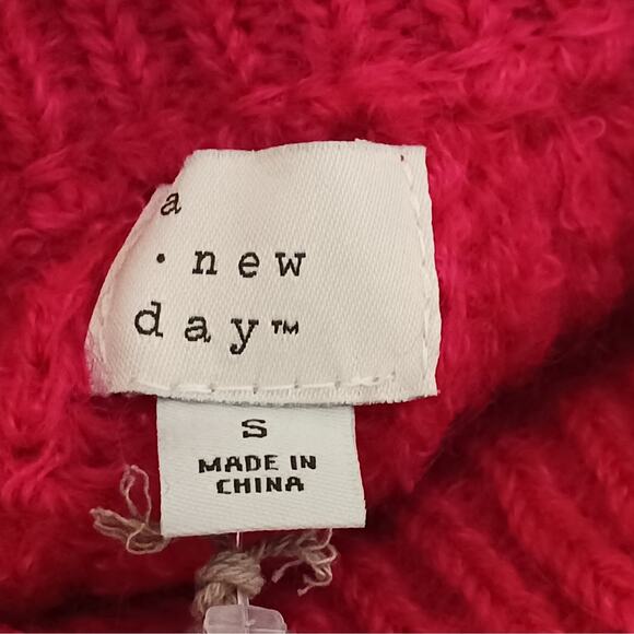 A New Day Pink Balloon Sleeve Sweater Womens Small Boat Neck Pullover NWT - Picture 9 of 10